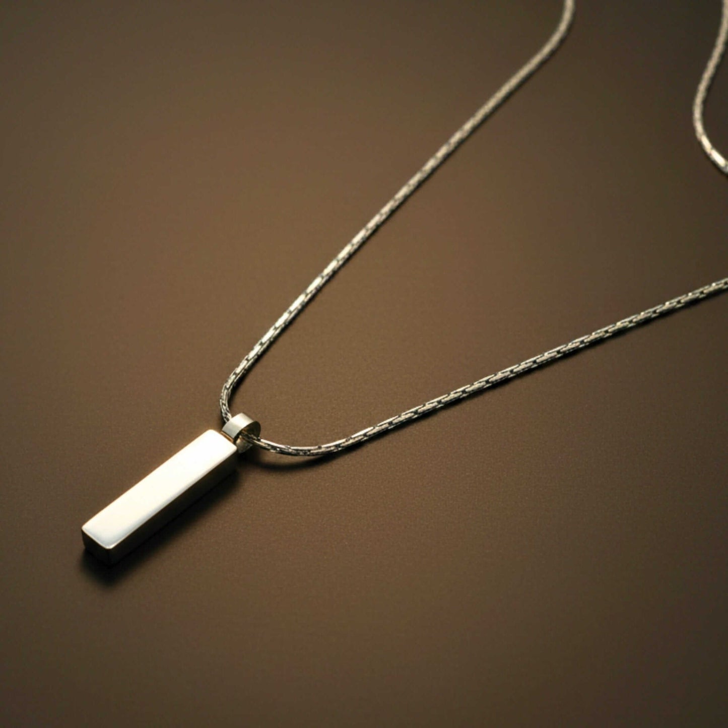 ENGRAVED - MONO BAR - 5mm Titanium Steel Pendant with 2mm Chain for Men & Boys - 22inch