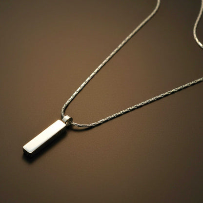 ENGRAVED - MONO BAR - 5mm Titanium Steel Pendant with 2mm Chain for Men & Boys - 22inch