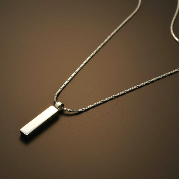 ENGRAVED - MONO BAR - 5mm Titanium Steel Pendant with 2mm Chain for Men & Boys - 22inch
