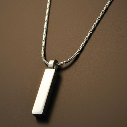 ENGRAVED - MONO BAR - 5mm Titanium Steel Pendant with 2mm Chain for Men & Boys - 22inch