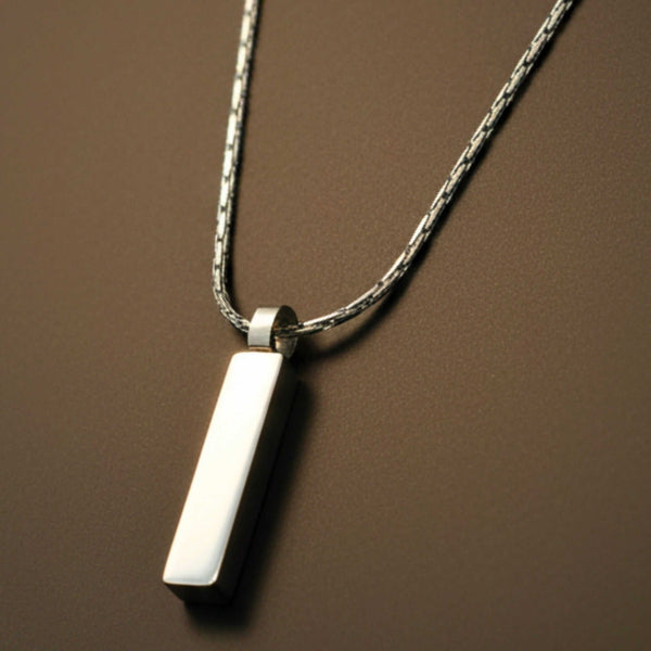 ENGRAVED - MONO BAR - 5mm Titanium Steel Pendant with 2mm Chain for Men & Boys - 22inch