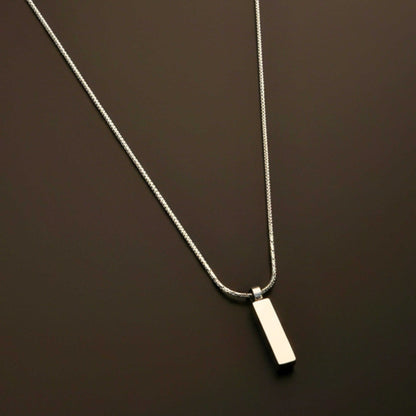 ENGRAVED - MONO BAR - 5mm Titanium Steel Pendant with 2mm Chain for Men & Boys - 22inch