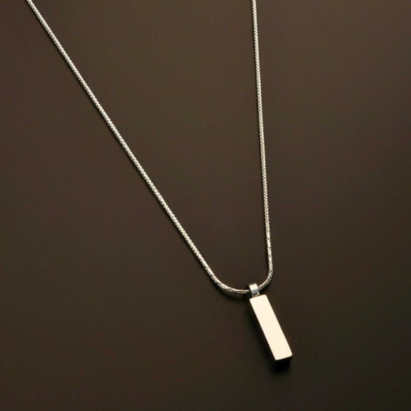 ENGRAVED - MONO BAR - 5mm Titanium Steel Pendant with 2mm Chain for Men & Boys - 22inch