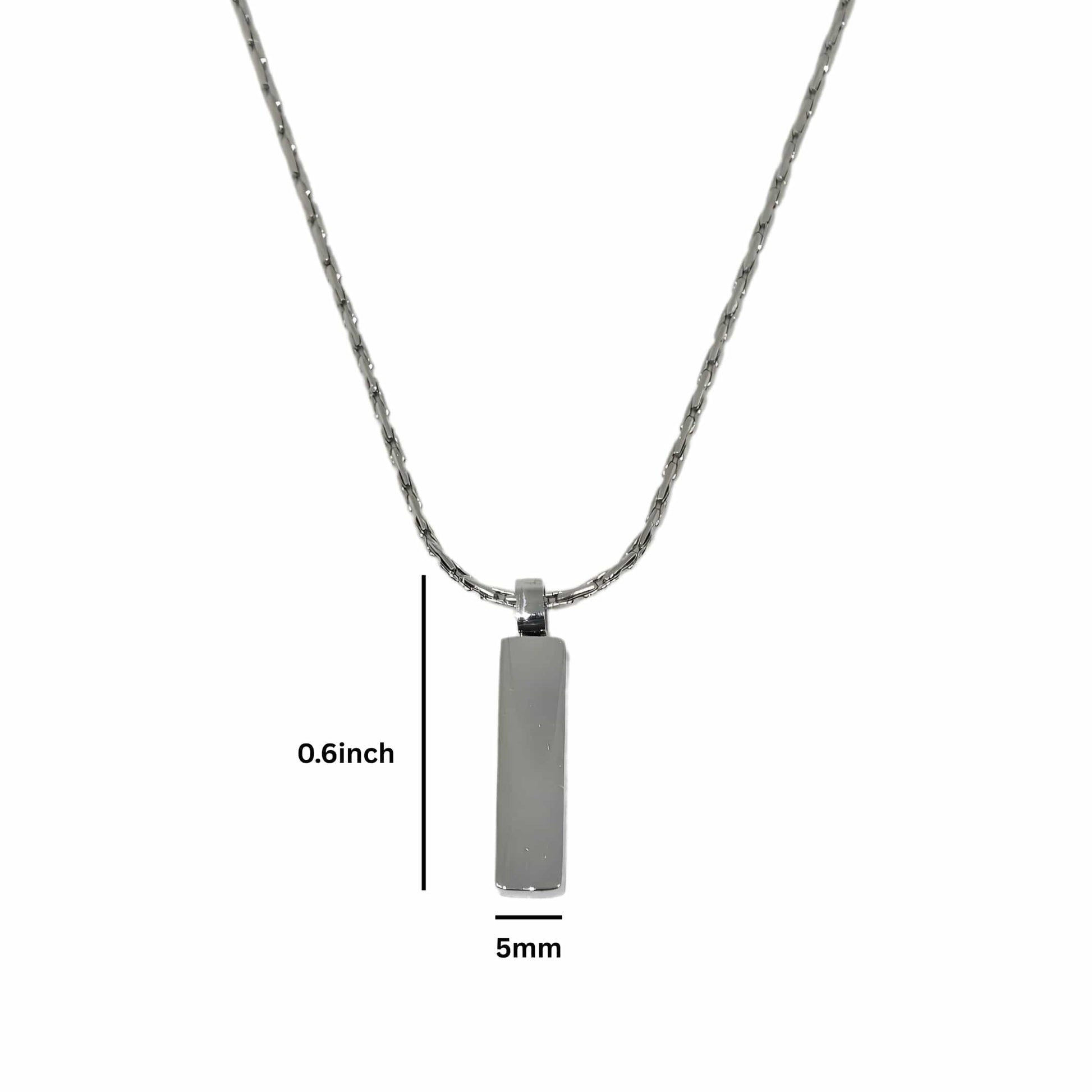 MONO BAR - 5mm Titanium Steel Pendant with 2mm Chain for Men & Boys - 22inch - THE MEN THING