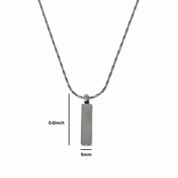MONO BAR - 5mm Titanium Steel Pendant with 2mm Chain for Men & Boys - 22inch