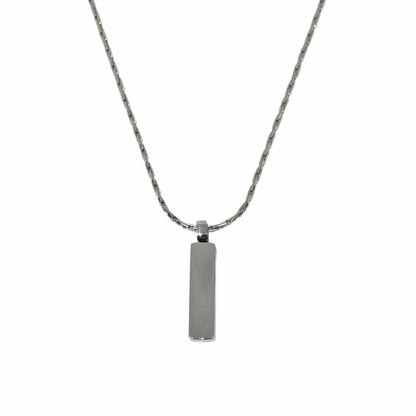 ENGRAVED - MONO BAR - 5mm Titanium Steel Pendant with 2mm Chain for Men & Boys - 22inch