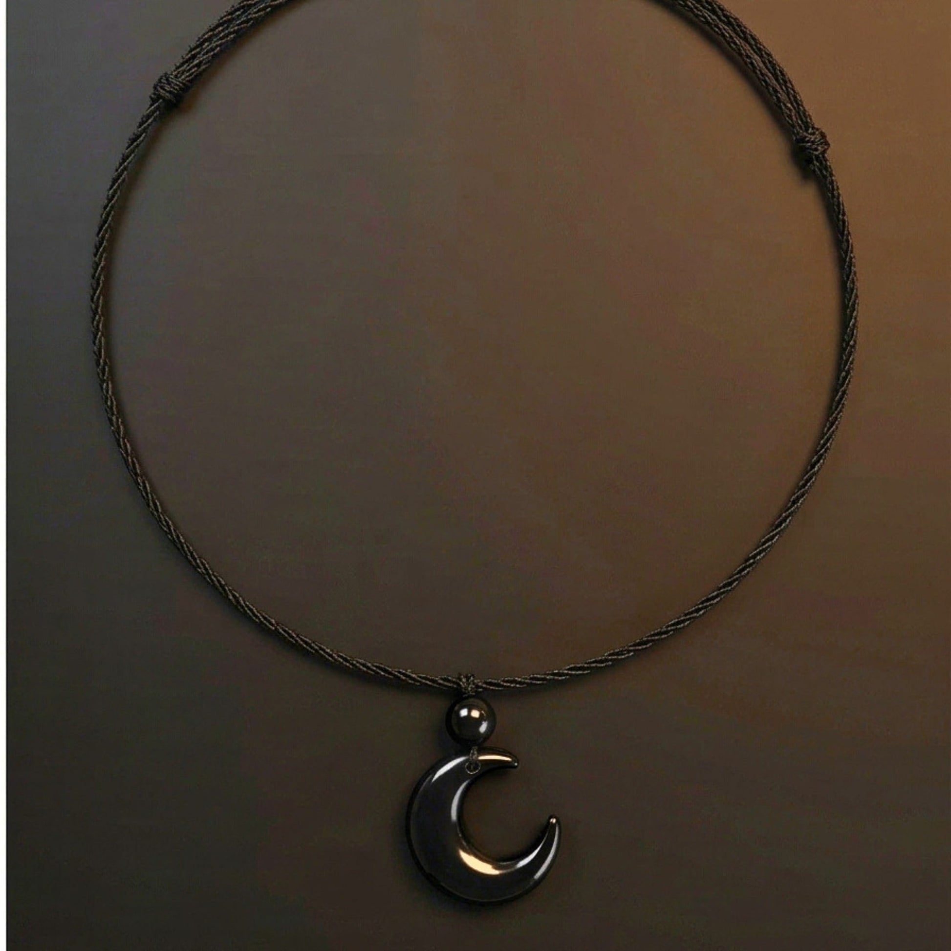 MOONARA BLACK - 26mm Pendant with Adjustable Pure Leather Cord Necklace for Men & Boys - THE MEN THING