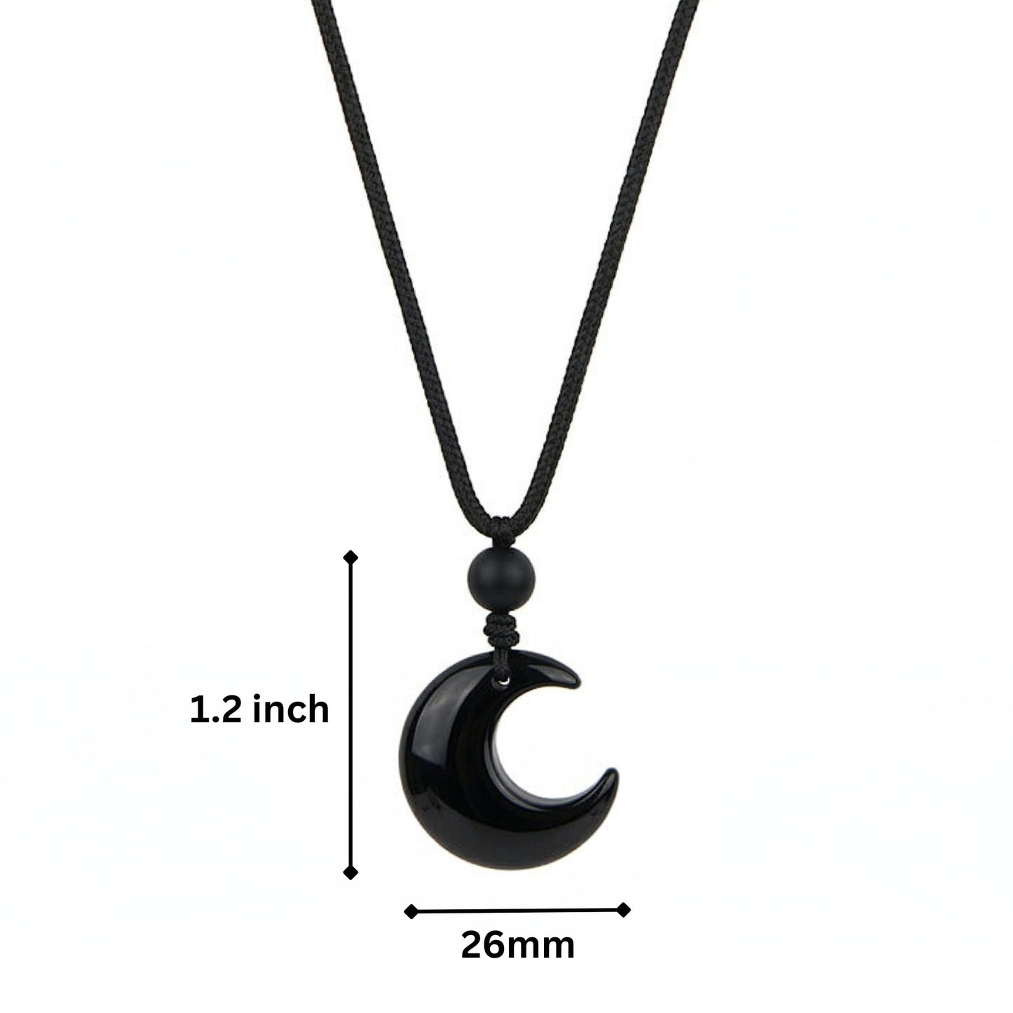 MOONARA BLACK - 26mm Pendant with Adjustable Pure Leather Cord Necklace for Men & Boys - THE MEN THING