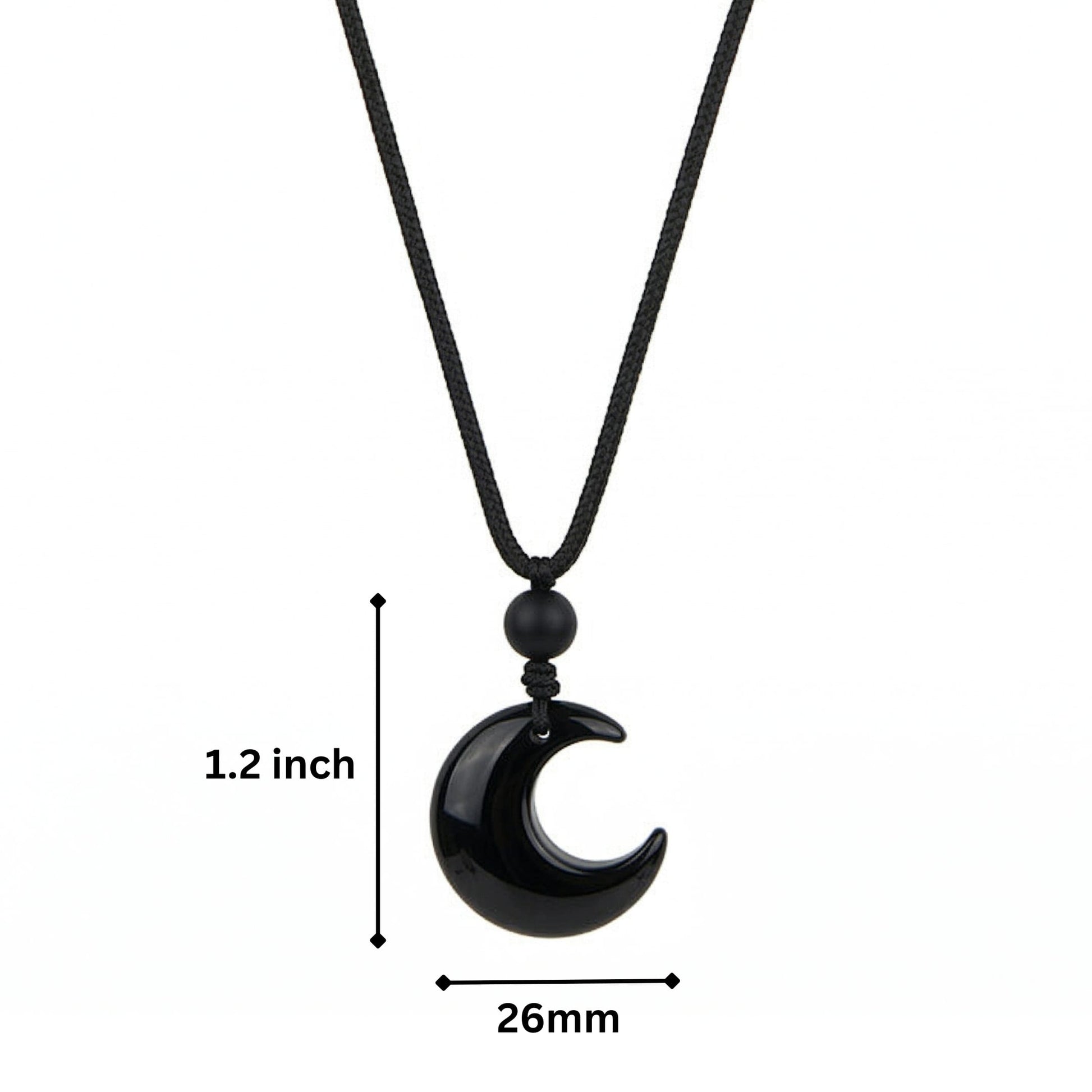 MOONARA BLACK - 26mm Pendant with Adjustable Pure Leather Cord Necklace for Men & Boys - THE MEN THING
