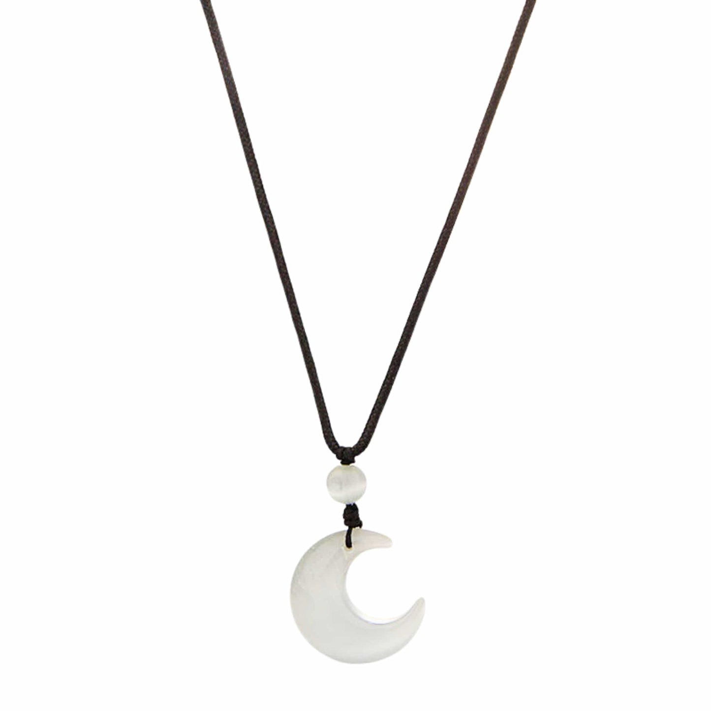 MOONARA WHITE - 26mm Pendant with Adjustable Pure Leather Cord Necklace for Men & Boys - THE MEN THING