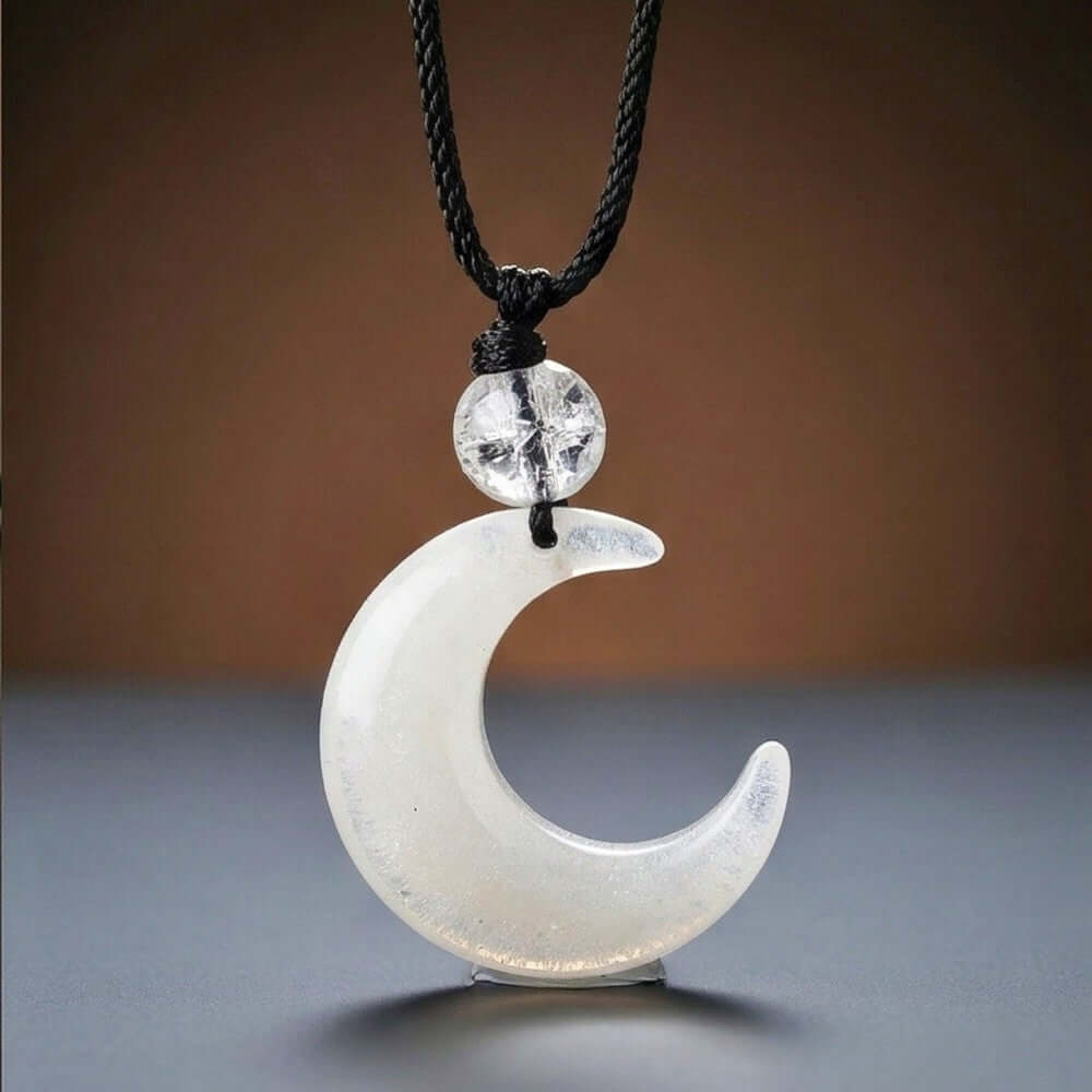 MOONARA WHITE - 26mm Pendant with Adjustable Pure Leather Cord Necklace for Men & Boys - THE MEN THING