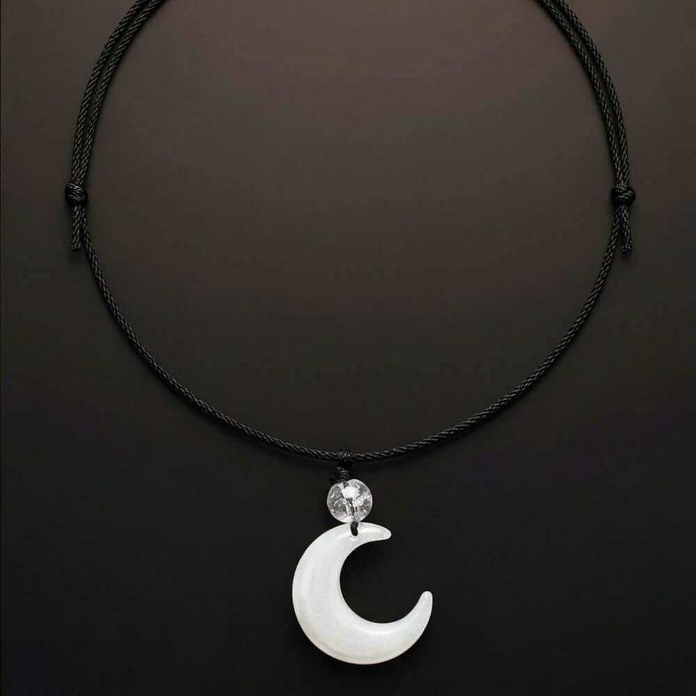 MOONARA WHITE - 26mm Pendant with Adjustable Pure Leather Cord Necklace for Men & Boys - THE MEN THING