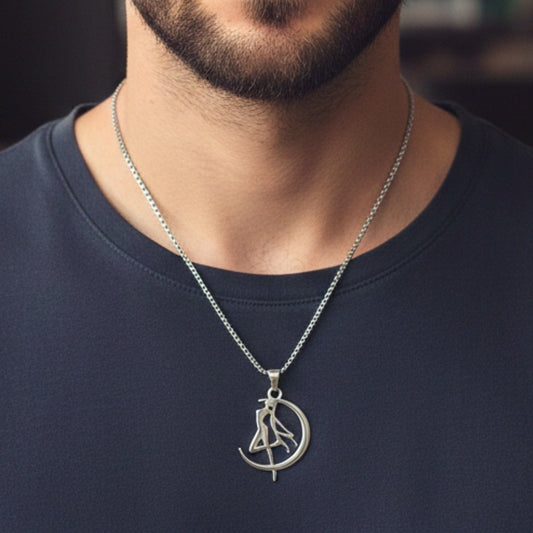 MOONBOUND ARCHER - 31mm Pure Titanium Steel Pendant with 27inch Round Box 4mm Chain for Men & Boys - THE MEN THING