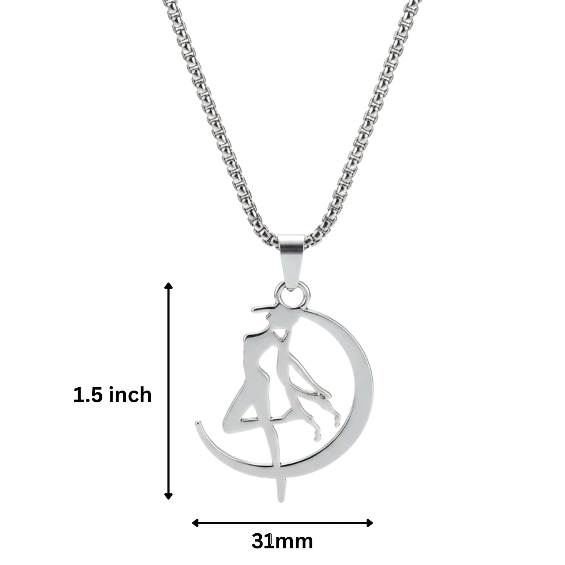 MOONBOUND ARCHER - 31mm Pure Titanium Steel Pendant with 27inch Round Box 4mm Chain for Men & Boys — SS Pendant/ Necklace for Men | THE MEN THING