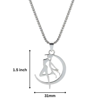 MOONBOUND ARCHER - 31mm Pure Titanium Steel Pendant with 27inch Round Box 4mm Chain for Men & Boys — SS Pendant/ Necklace for Men | THE MEN THING