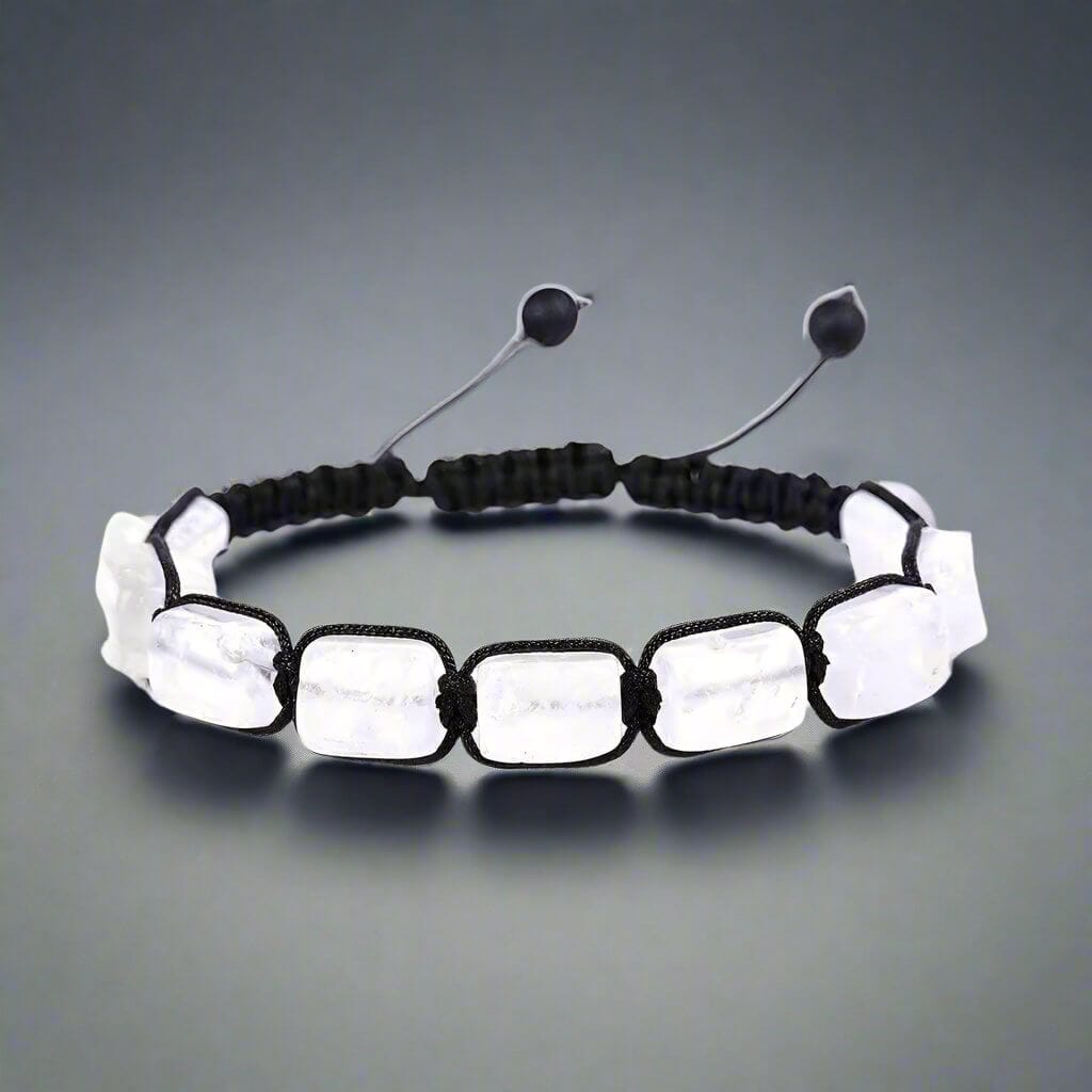 MOONSTONE SQUARE - Beads Bracelet with Natural Stone - Adjustable Bracelet for Men & Boys - THE MEN THING