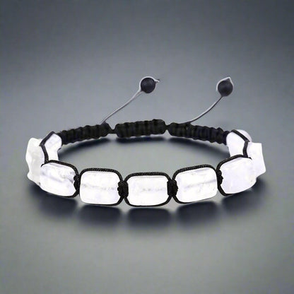 MOONSTONE SQUARE - Beads Bracelet with Natural Stone - Adjustable Bracelet for Men & Boys - THE MEN THING