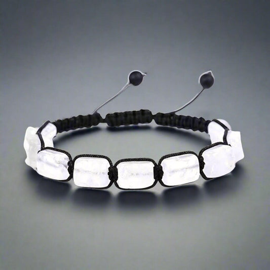 MOONSTONE SQUARE - Beads Bracelet with Natural Stone - Adjustable Bracelet for Men & Boys - THE MEN THING