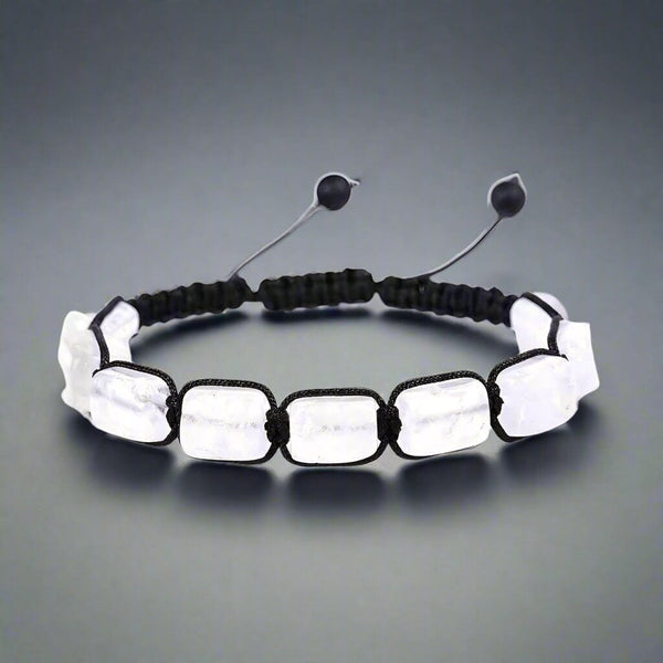 MOONSTONE SQUARE - Beads Bracelet with Natural Stone - Adjustable Bracelet for Men & Boys