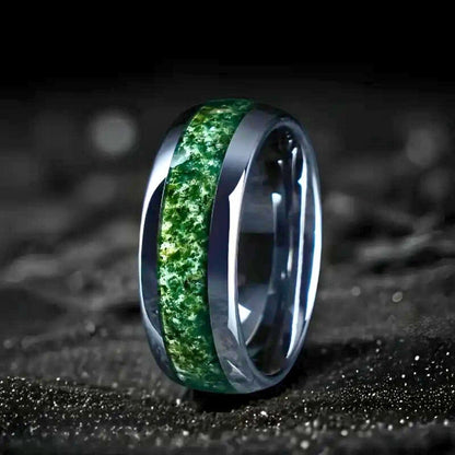 MOSS REALM RING - Pure Stainless Steel Men’s Steel-Plated Ring - (Size : 15) - THE MEN THING