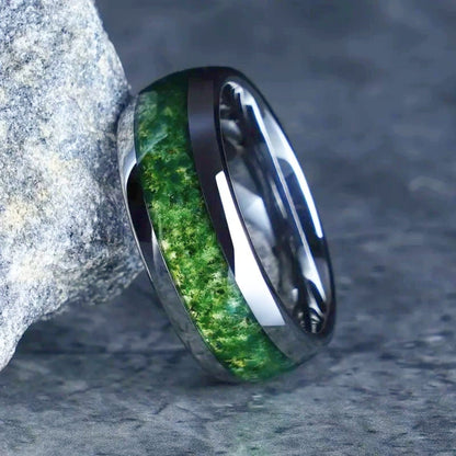 MOSS REALM RING - Pure Stainless Steel Men’s Steel-Plated Ring - (Size : 15) - THE MEN THING