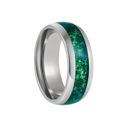 MOSS REALM RING - Pure Stainless Steel Men’s Steel-Plated Ring - (Size : 15) - THE MEN THING