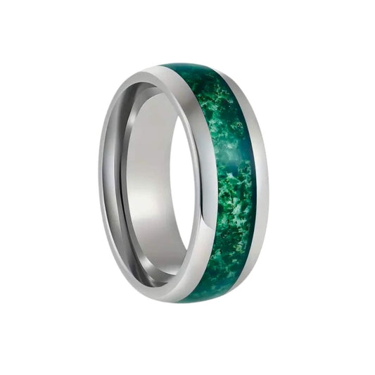 MOSS REALM RING - Pure Stainless Steel Men’s Steel-Plated Ring - (Size : 15) - THE MEN THING