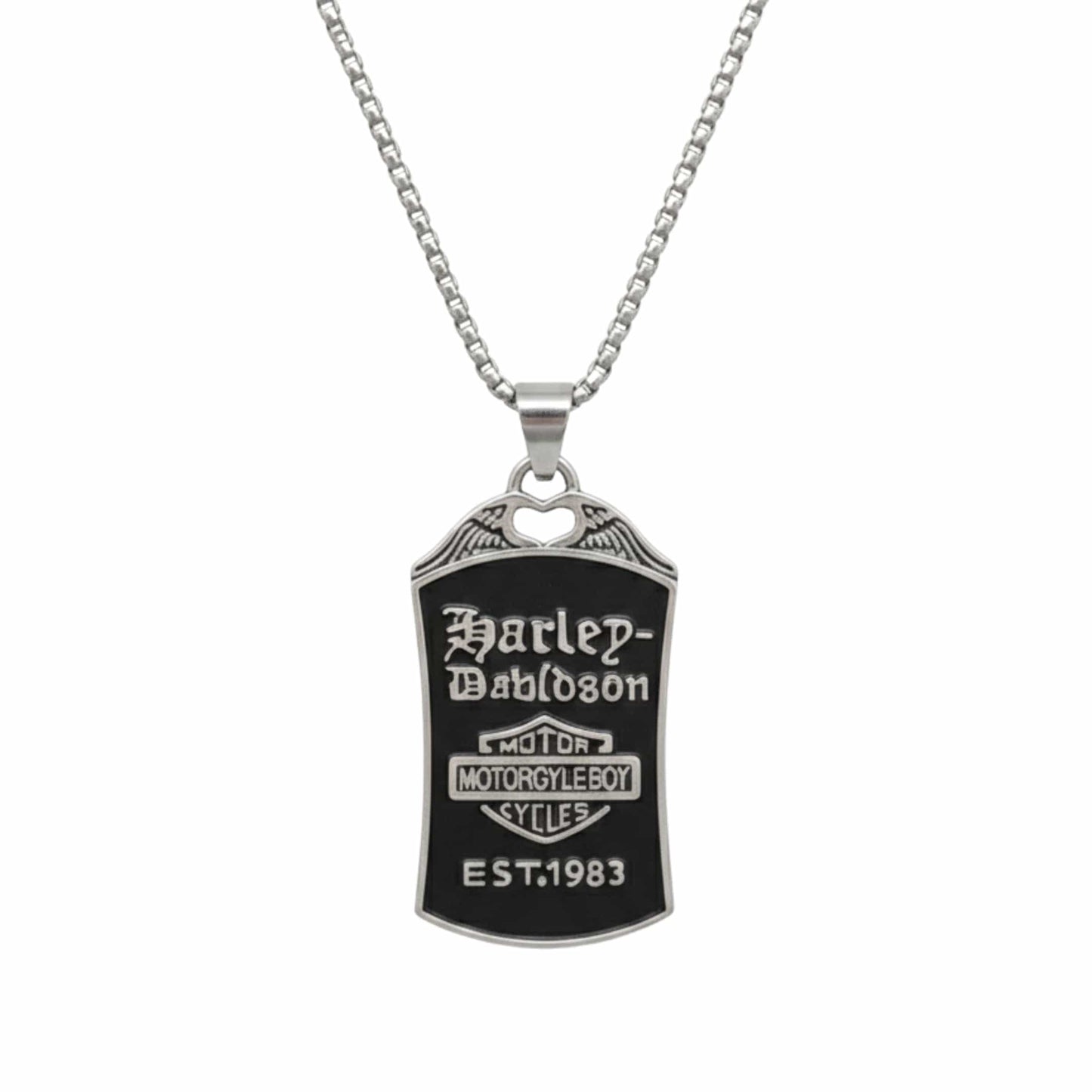 MOTORCYCLE BROTHERHOOD - 30mm Pure Titanium Steel Pendant with 27inch Round Box 4mm Chain for Men & Boys — SS Pendant/ Necklace for Men | THE MEN THING