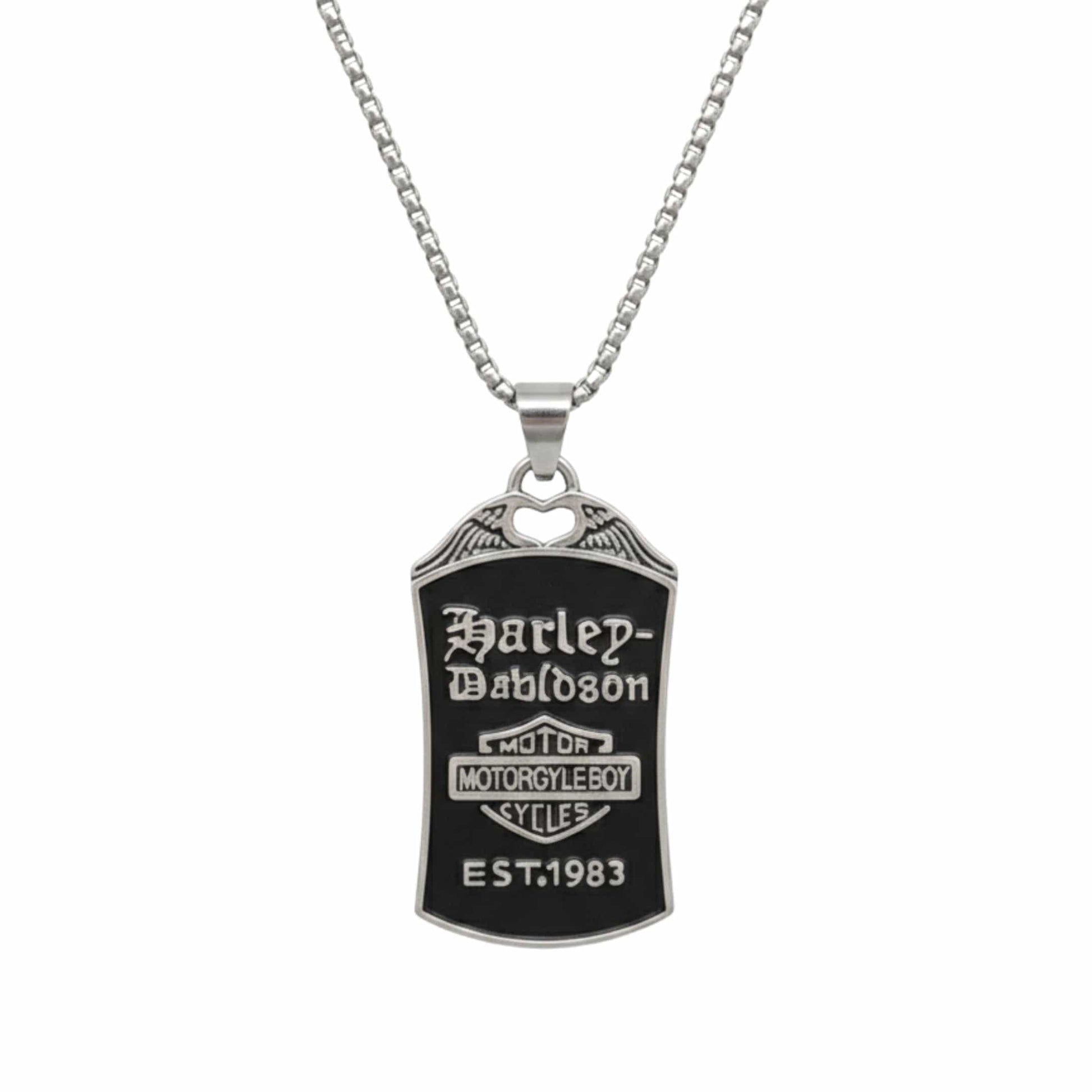 MOTORCYCLE BROTHERHOOD - 30mm Pure Titanium Steel Pendant with 27inch Round Box 4mm Chain for Men & Boys — SS Pendant/ Necklace for Men | THE MEN THING