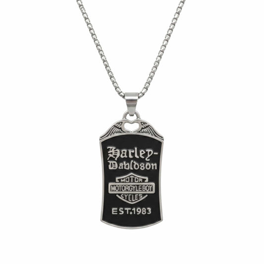 MOTORCYCLE BROTHERHOOD - 30mm Pure Titanium Steel Pendant with 27inch Round Box 4mm Chain for Men & Boys - THE MEN THING