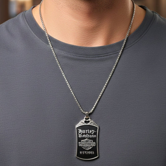 MOTORCYCLE BROTHERHOOD - 30mm Pure Titanium Steel Pendant with 27inch Round Box 4mm Chain for Men & Boys - THE MEN THING