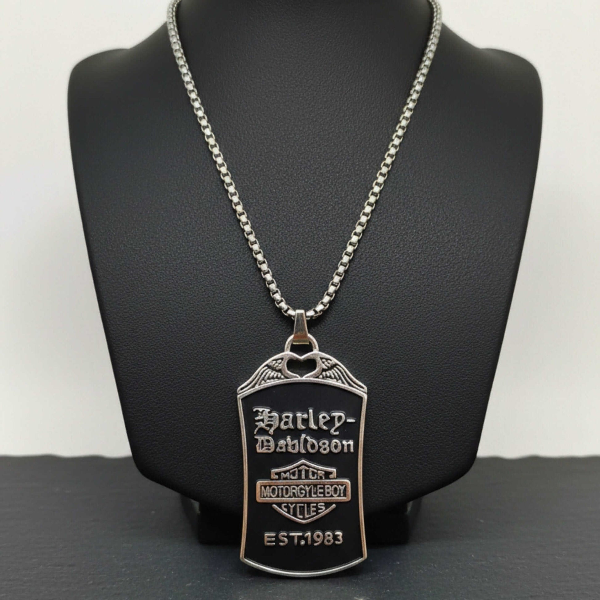MOTORCYCLE BROTHERHOOD - 30mm Pure Titanium Steel Pendant with 27inch Round Box 4mm Chain for Men & Boys — SS Pendant/ Necklace for Men | THE MEN THING
