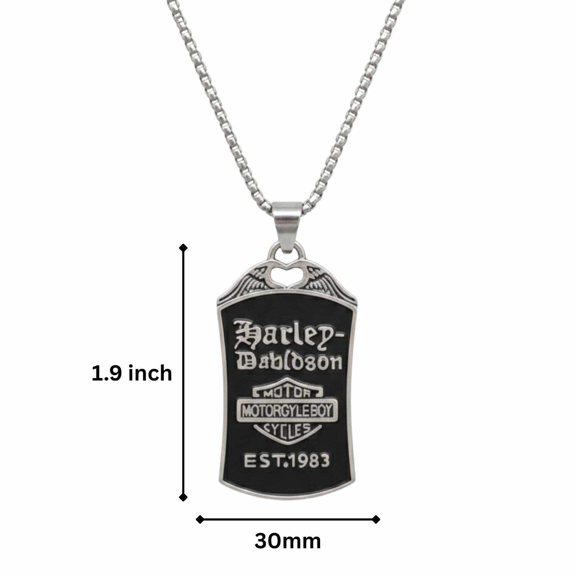 MOTORCYCLE BROTHERHOOD - 30mm Pure Titanium Steel Pendant with 27inch Round Box 4mm Chain for Men & Boys — SS Pendant/ Necklace for Men | THE MEN THING