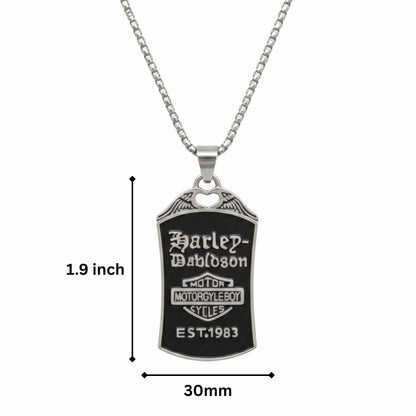 MOTORCYCLE BROTHERHOOD - 30mm Pure Titanium Steel Pendant with 27inch Round Box 4mm Chain for Men & Boys — SS Pendant/ Necklace for Men | THE MEN THING