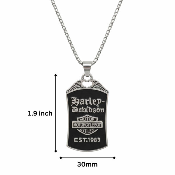 MOTORCYCLE BROTHERHOOD - 30mm Pure Titanium Steel Pendant with 27inch Round Box 4mm Chain for Men & Boys