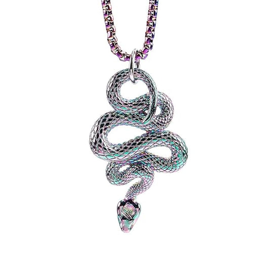 MULTI COLOR GUARDIAN SNAKE - Pure Titanium Steel Pendant with 24inch Round Box Chain for Men & Boys - THE MEN THING