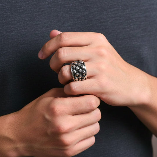 MULTI SKULL HEADS Titanium Steel Ring for Men and Boys (Size-21) - THE MEN THING