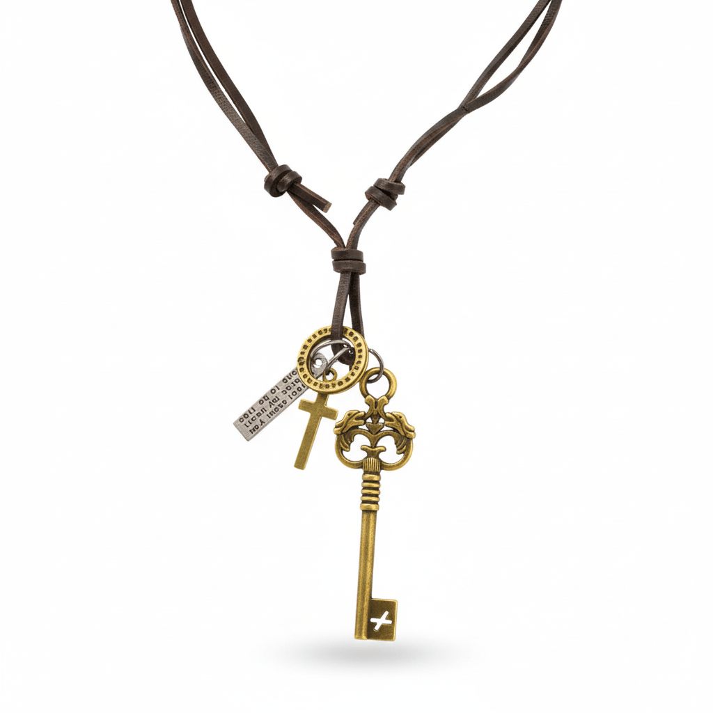MYSTERIOUS KEY – 2.5-Inch Pure Stainless Steel Pendant with  Adjustable Leather Rope for Men & Boys - THE MEN THING