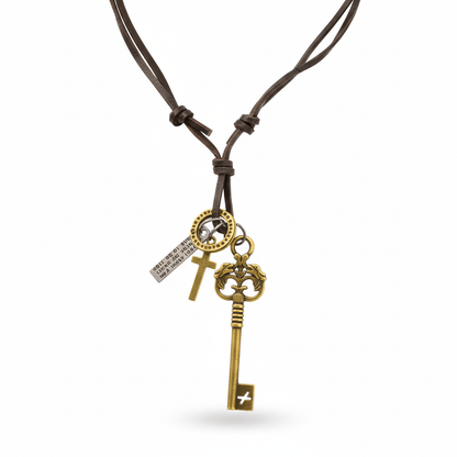 MYSTERIOUS KEY – 2.5-Inch Pure Stainless Steel Pendant with  Adjustable Leather Rope for Men & Boys - THE MEN THING