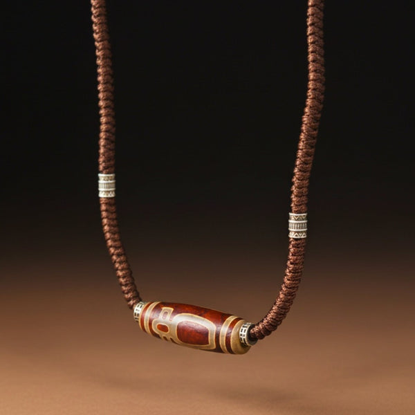 MYSTIC DZI – 2-Inch Natural Crystal Pendant with Adjustable Leather Rope for Men & Boys