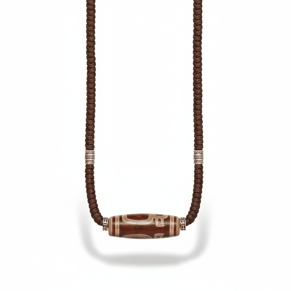 MYSTIC DZI – 2-Inch Natural Crystal Pendant with Adjustable Leather Rope for Men & Boys - THE MEN THING