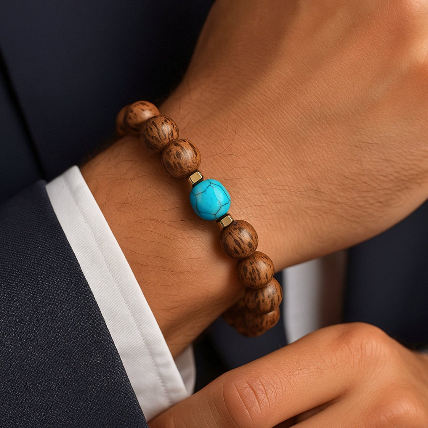 MYSTIC EARTH - 12mm Beads Bracelet with Natural Stone - Adjustable Bracelet - THE MEN THING