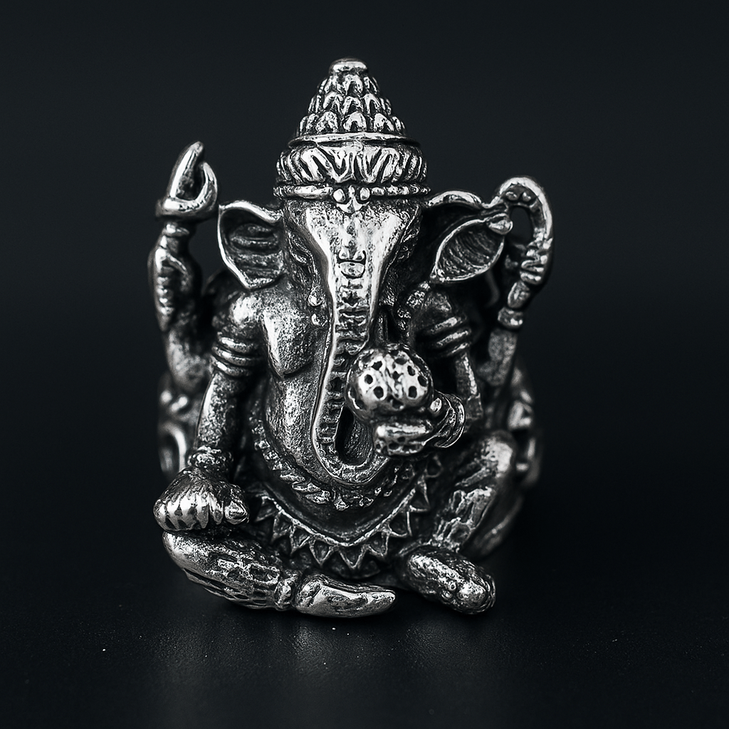 MYSTIC GANRAJ RING - Pure Stainless Steel Men’s Steel-Plated Ring – Statement Luxury Jewelry (Size : 17-22-28) - THE MEN THING
