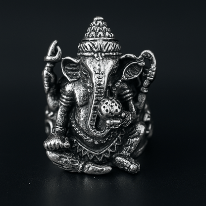 MYSTIC GANRAJ RING - Pure Stainless Steel Men’s Steel-Plated Ring – Statement Luxury Jewelry (Size : 17-22-28) - THE MEN THING