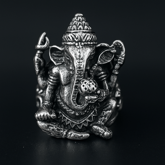 MYSTIC GANRAJ RING - Pure Stainless Steel Men’s Steel-Plated Ring – Statement Luxury Jewelry (Size : 17-22-28) - THE MEN THING