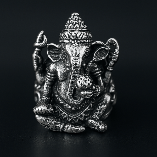 MYSTIC GANRAJ RING - Pure Stainless Steel Men’s Steel-Plated Ring – Statement Luxury Jewelry (Size : 17-22-28)