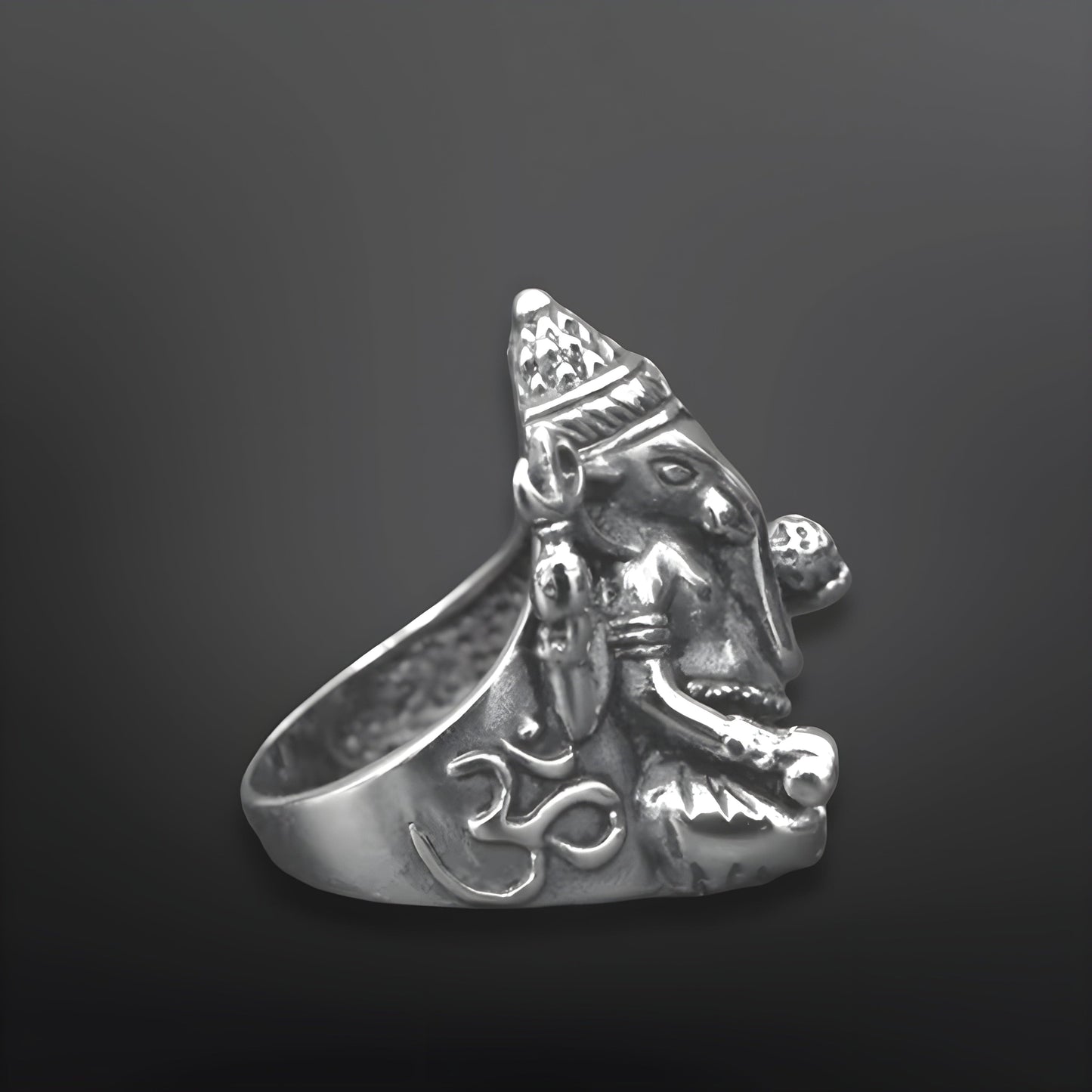 MYSTIC GANRAJ RING - Pure Stainless Steel Men’s Steel-Plated Ring – Statement Luxury Jewelry (Size : 17-22-28) - THE MEN THING