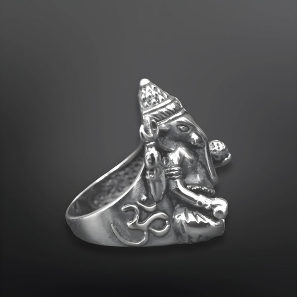 MYSTIC GANRAJ RING - Pure Stainless Steel Men’s Steel-Plated Ring – Statement Luxury Jewelry (Size : 17-22-28)