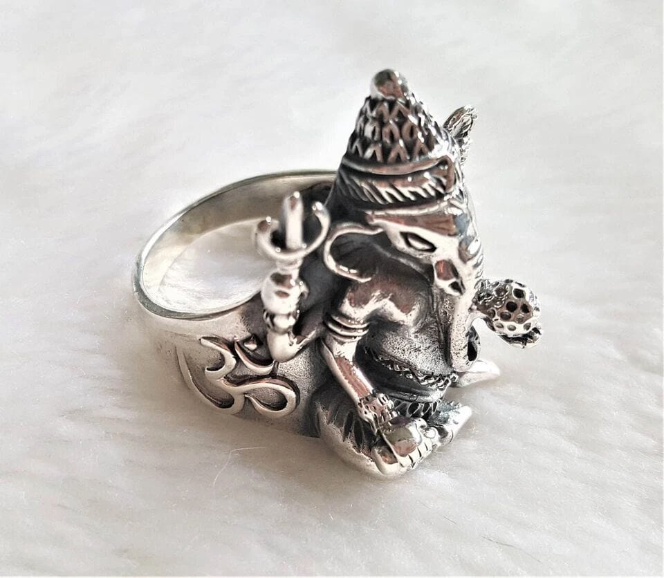 MYSTIC GANRAJ RING - Pure Stainless Steel Men’s Steel-Plated Ring – Statement Luxury Jewelry (Size : 17-22-28) - THE MEN THING