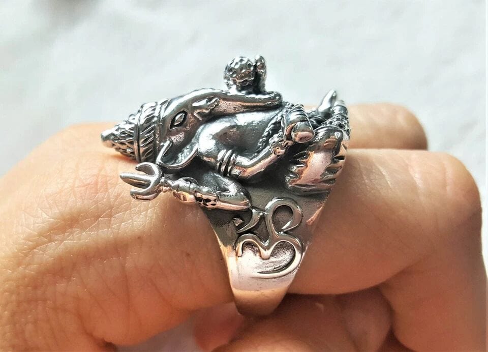 MYSTIC GANRAJ RING - Pure Stainless Steel Men’s Steel-Plated Ring – Statement Luxury Jewelry (Size : 17-22-28) - THE MEN THING